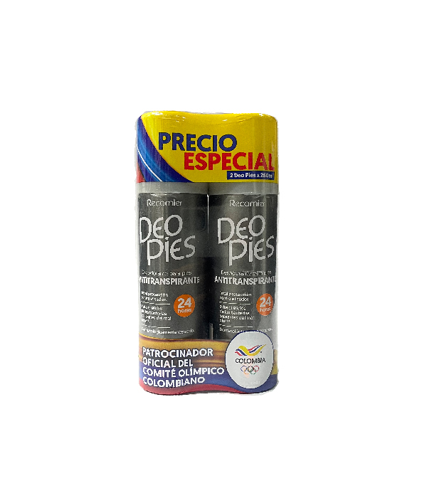 2 DESODORANTES DEO PIES ANTITRASPARENTE FRASCO X 260 ML P.E